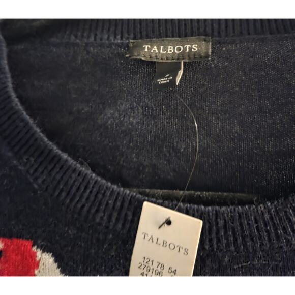 NWT Talbots Lambswool Knit Sweater Lamb Sheep Size Small S Navy Blue - Picture 4 of 4